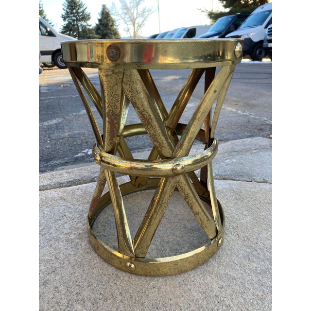 Brass X-Stool From Sarreid Ltd. Made in Hong Kong For Sale - Image 10 of 13