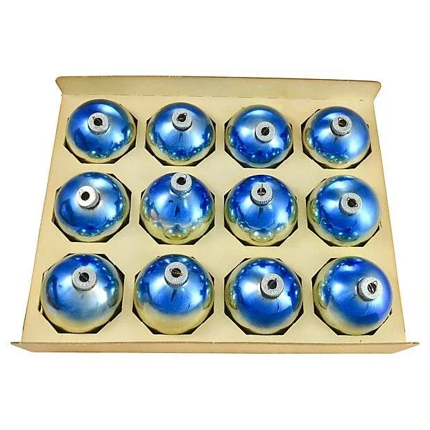 Mid-Century Modern Shiny Brite Blue Ombre Balls- Set of 12 For Sale - Image 3 of 8