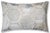 Contemporary Luxury Ivory & Silver Cowhide Leather Throw Pillow 16x24 | Handmade Geometric Designer Lumbar Cushion For Sale - Image 3 of 5