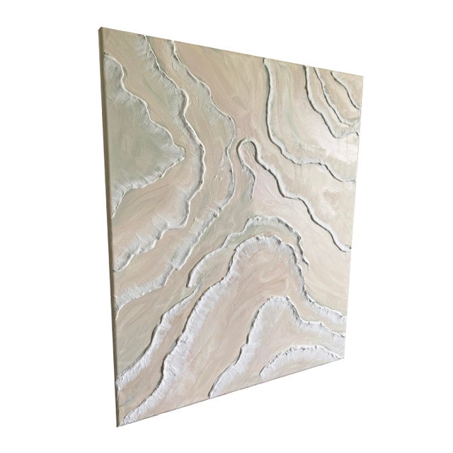 Contemporary Textured Neutral Abstract Painting | Plaster Wall Art | Minimalist Coastal Decor | Original Acrylic Painting | Wabi Sabi Wall Art 24x30 For Sale - Image 3 of 4