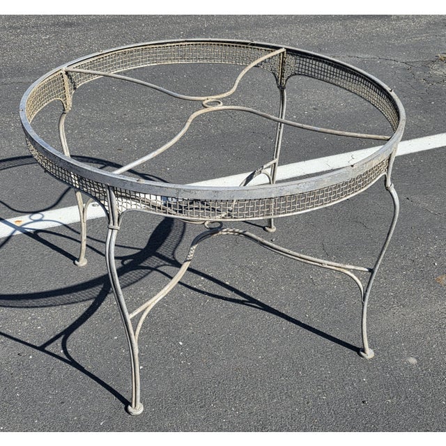 Vintage Rare 1960's Russell Woodard Attributed Mesh Wrought Iron Patio Glass Table and 4 Chairs For Sale - Image 14 of 18