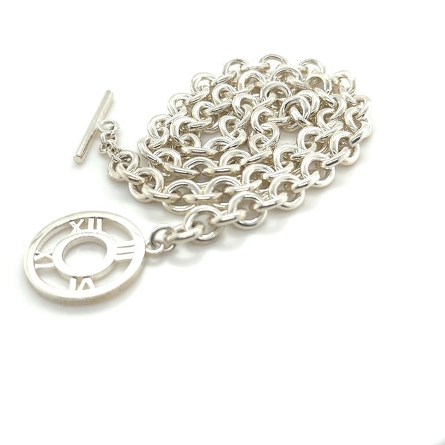 A rare vintage Tiffany & Co. Atlas necklace crafted in sterling silver, featuring the collection's distinctive Roman...
