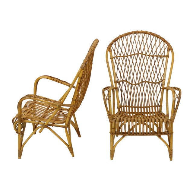 Vintage Rattan Armchairs and Table, 1960s, Set of 3 For Sale - Image 12 of 18
