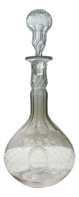Early 19th Century Continental Glass Bottle With Etched Decoration