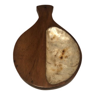 Vintage Wooden & Mother of Pearl Charcuterie Board For Sale