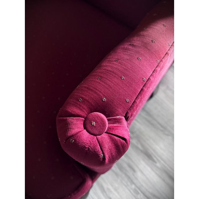 Late 20th Century Late 20th Century Drexel Heritage Burgundy Wine Queen Anne Wingback Accent Chairs For Sale - Image 5 of 18