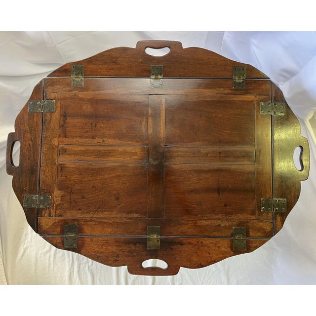 Brown Early 1900's English Mahogany Butler's Tray Coffee Table For Sale - Image 8 of 13