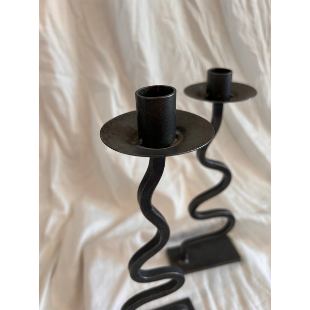 A pair of vintage Blackthorne Forge iron candlestick holders. Hard to find, discontinued design. The weight, texture and...