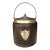 1924 English Oak Biscuit Barrel With Silver Crest For Sale