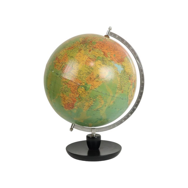 Vintage Political Globe with Oak Base by Hermann Haack, 1970s For Sale - Image 11 of 11