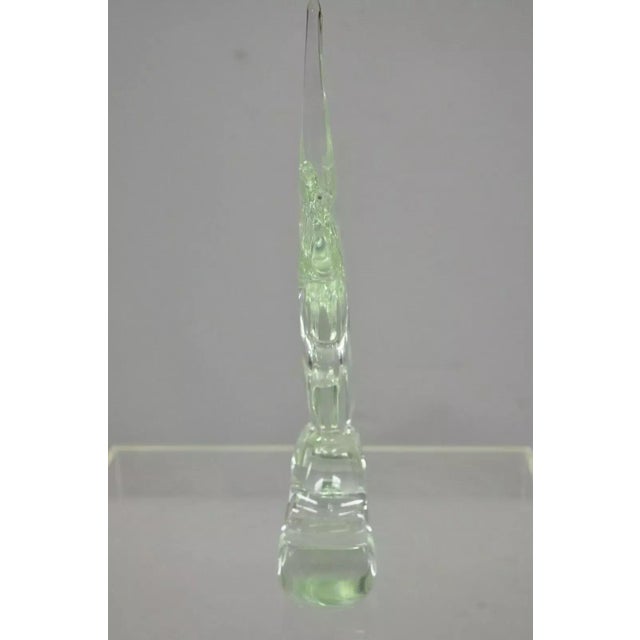 Vintage Italian Crystal Glass 16" Abstract Fish Sculpture Statue Signed to Base For Sale - Image 9 of 12