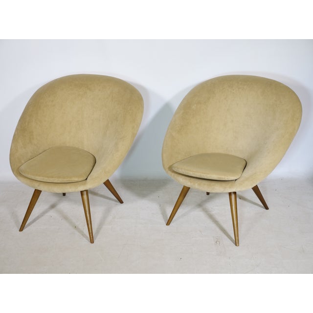 Beige Mid-Century Shell Lounge Chairs in the style of Jean Royère, 1950s, Set of 2 For Sale - Image 8 of 12