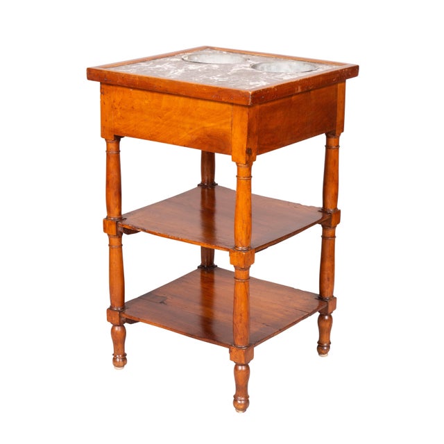 Charles X Walnut and Marble Drinks Table or Rafraichissoire For Sale - Image 4 of 13