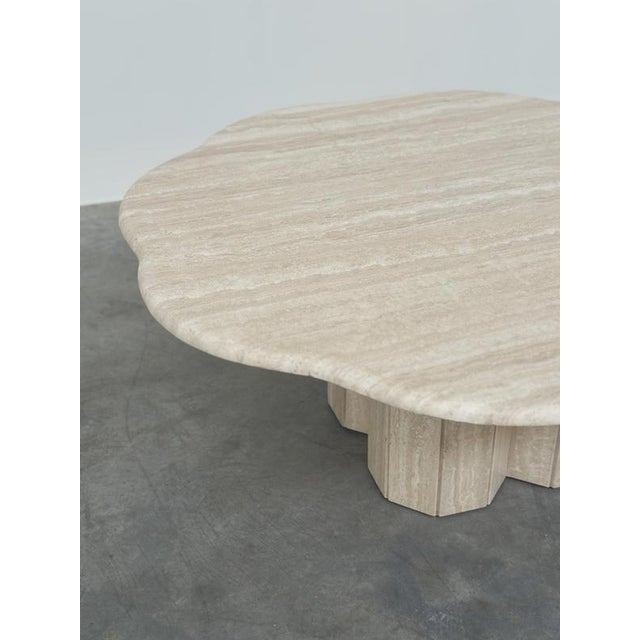 French Sculptural Travertine Flower Coffee Table, 1980s For Sale - Image 15 of 16