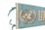 Vintage United Nations New York felt flag pennant circa 1960. Light blue and white mid-century souvenir from the United...