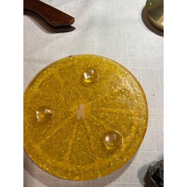 Boho Chic Vintage Lucite Lemon Trivet For Sale - Image 3 of 5