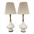 1990s Mid-Century Modern Elongated Fortune Lamp Co. Teardrop Table Lamp in Walnut & Porcelain - A Pair For Sale
