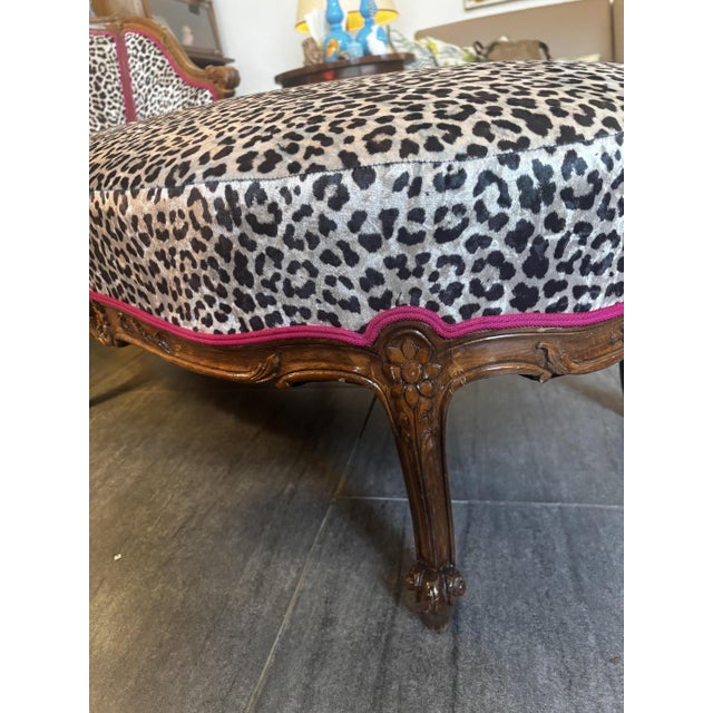 Wood Chaise Lounge with Leopard Pattern, 1950s For Sale - Image 7 of 9