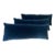 Set of 3 Navy Blue Velvet Rectangular Lumbar Pillows With Down Inserts For Sale
