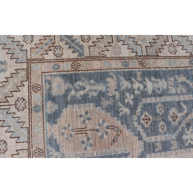 Afghanistan Tabriz Gallery Runner With Soft Blue Field and Ivory Motifs For Sale - Image 12 of 16