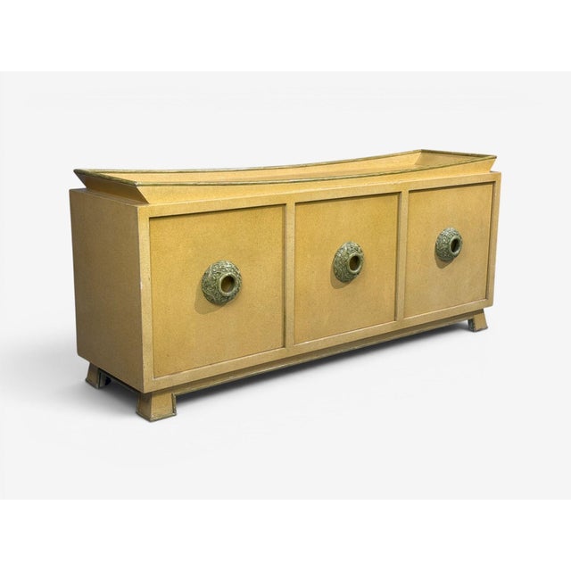 James Mont, Credenza, Yellow Painted Wood, Usa, 1950s For Sale - Image 11 of 15