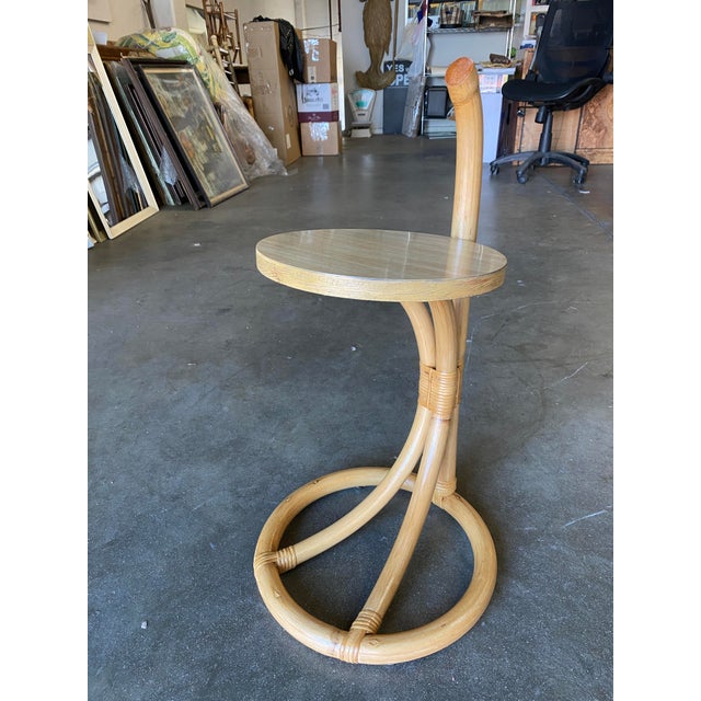 Restored Rattan Side Table Drink Shelf Stand W/ Handle Chairish