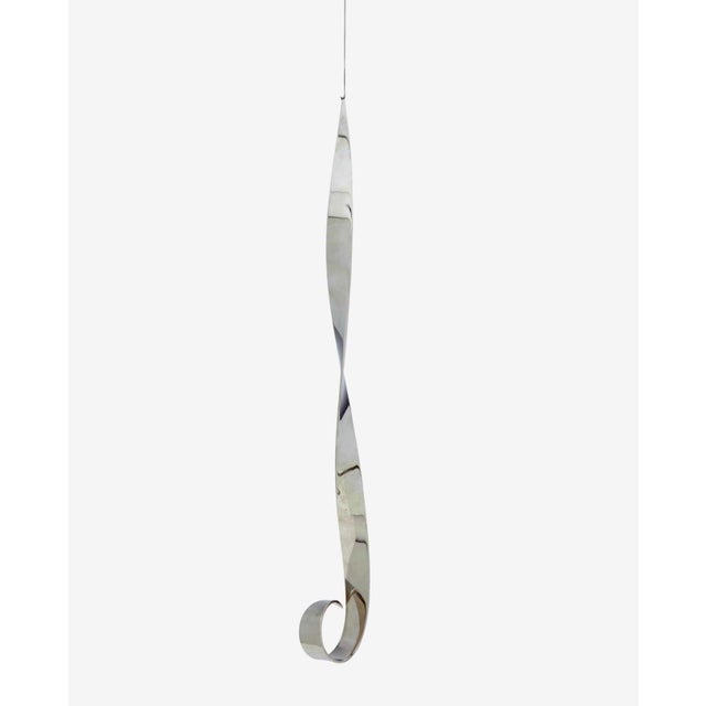 David Herschler, Elijah David Herschler Chrome Steel Modernist Free Form Kinetic Ribbon Sculpture, 1985 For Sale