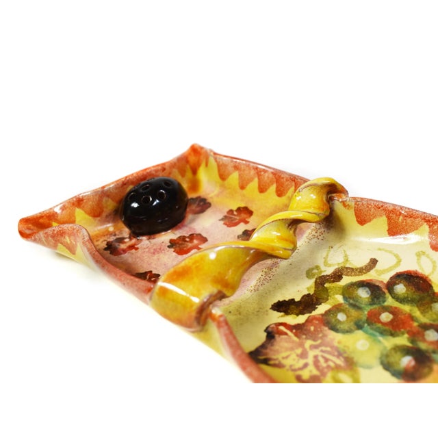 Handmade Italica Ars Fatto E Mano Italy Hors d'Oeuvres Pottery Dish with Picks Holder For Sale - Image 6 of 10