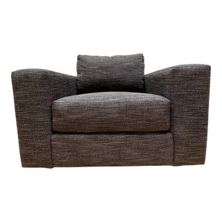 West Elm Structural Plywood Swivel Chair & a Half in Charcoal Heather For Sale