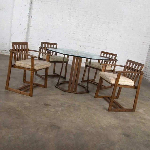 Modern Vintage Rustic StavOak Dining Game Table & 4 Chairs From Jack Daniels’ Barrel Staves by Jobie G. Redmond 1981 For Sale - Image 3 of 13