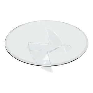 Heavy Thick Bent Lucite Propeller Shape Round Glass Top Coffee Table