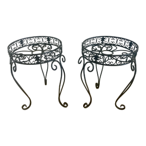 Early 20th Century Scrolled Wrought Iron Planters - A Pair