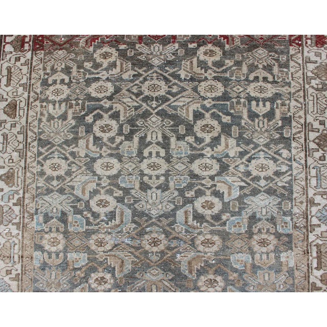 Tan Earthy Tone Vintage Persian Hamadan Rug With All-Over Pattern For Sale - Image 8 of 12