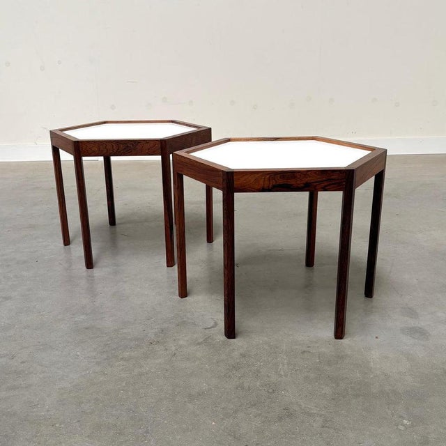 Hexagon Side Tables by Hans Cristian Andersen, 1960s, Set of 2 For Sale - Image 3 of 13