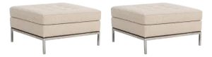Pair of Florence Knoll Fabric and Steel Ottomans 1965