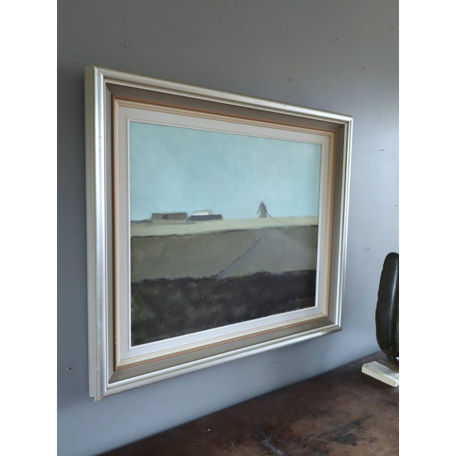 1959 Mid-Century Modern 'Quiet Fields' Vintage Swedish Landscape Oil Painting, Framed For Sale - Image 4 of 11