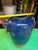 Blue 1970s Oversized Blue Ceramic Vase With Metal Ears For Sale - Image 8 of 11