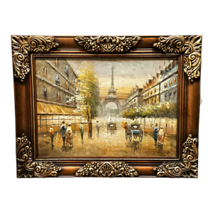 Paris Street Scene Artwork on Cotton Fabric – Eiffel Tower Cityscape