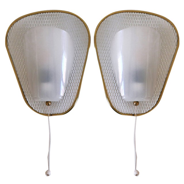 Mid-Century Modern Wall Lamps, Germany, 1950s, Set of 2 For Sale
