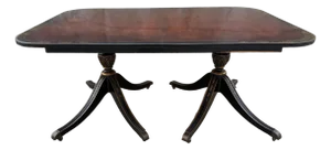 Mid 20th Century Union National Regency-Style Dining Table With Hand-Painted Details and Three Leaves