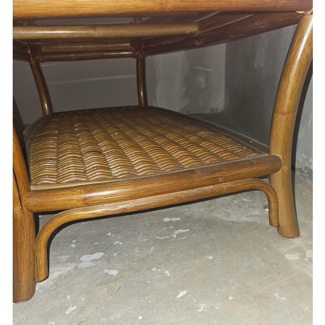 English Two-Tier Vintage Rattan Coffee Table in the Style of Roche Bobois For Sale - Image 3 of 11