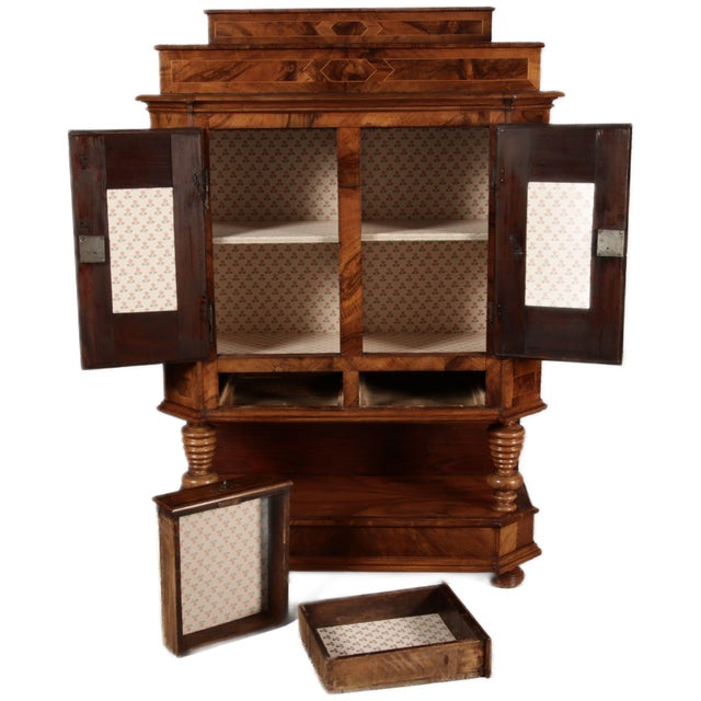 Baroque Walnut Cupboard with Inlay Work, 1750s For Sale - Image 4 of 18