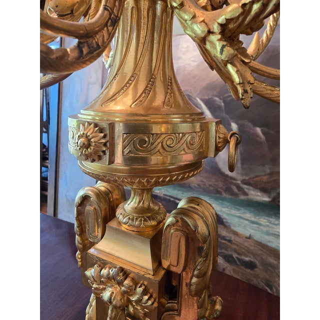 Metal Antique Louis Xv Royal Bronze Pair Gilded Lamps Candleabra - a Pair For Sale - Image 7 of 17