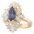 2.45ctw Marquise Blue Sapphire Diamond Halo Ring 18k Yellow Gold Size 5.75 For Sale