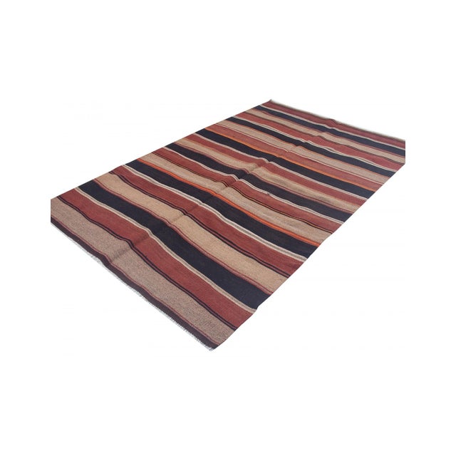 Mid-Century Modern Striped Vintage Kars Kilim Rug - 5`1" X 7`10" For Sale - Image 3 of 6