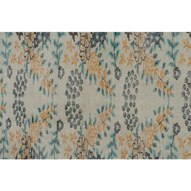 1960s Vintage Zeki Muren Rug in Blue and Orange With Floral Patterns From Rug & Kilim For Sale In New York - Image 6 of 7