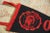:: Vintage Old Guard YMCA felt flag pennant circa 1960s. Red lettering atop a black background with imagery of the profile...