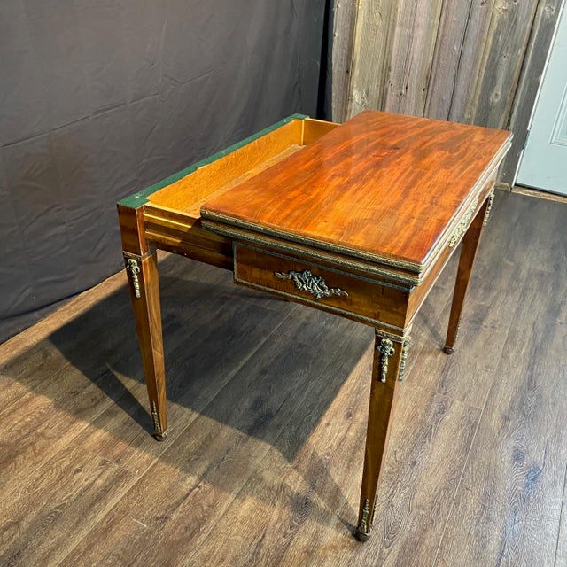 Wood Antique French Neoclassical Game or Card Table For Sale - Image 7 of 9