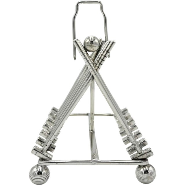 Early 20th Century Antique Novelty Croquet Mallet Silverplate Toast Rack Letter Holder For Sale - Image 5 of 9