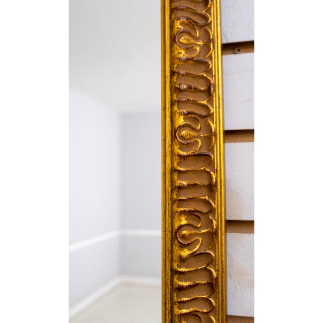 1970s Ornate Carved Rectangular Gold Frame Mirror For Sale - Image 5 of 5